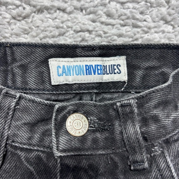 Canyon River Blues Shorts Womens 26 Micro Denim Frayed Raw Hem Black Cut Offs - Picture 2 of 3